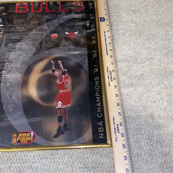 Chicago Bulls Michael Jordan 1998 NBA Finals Last Shot Framed Poster  20” X 16” - Picture 5 of 7